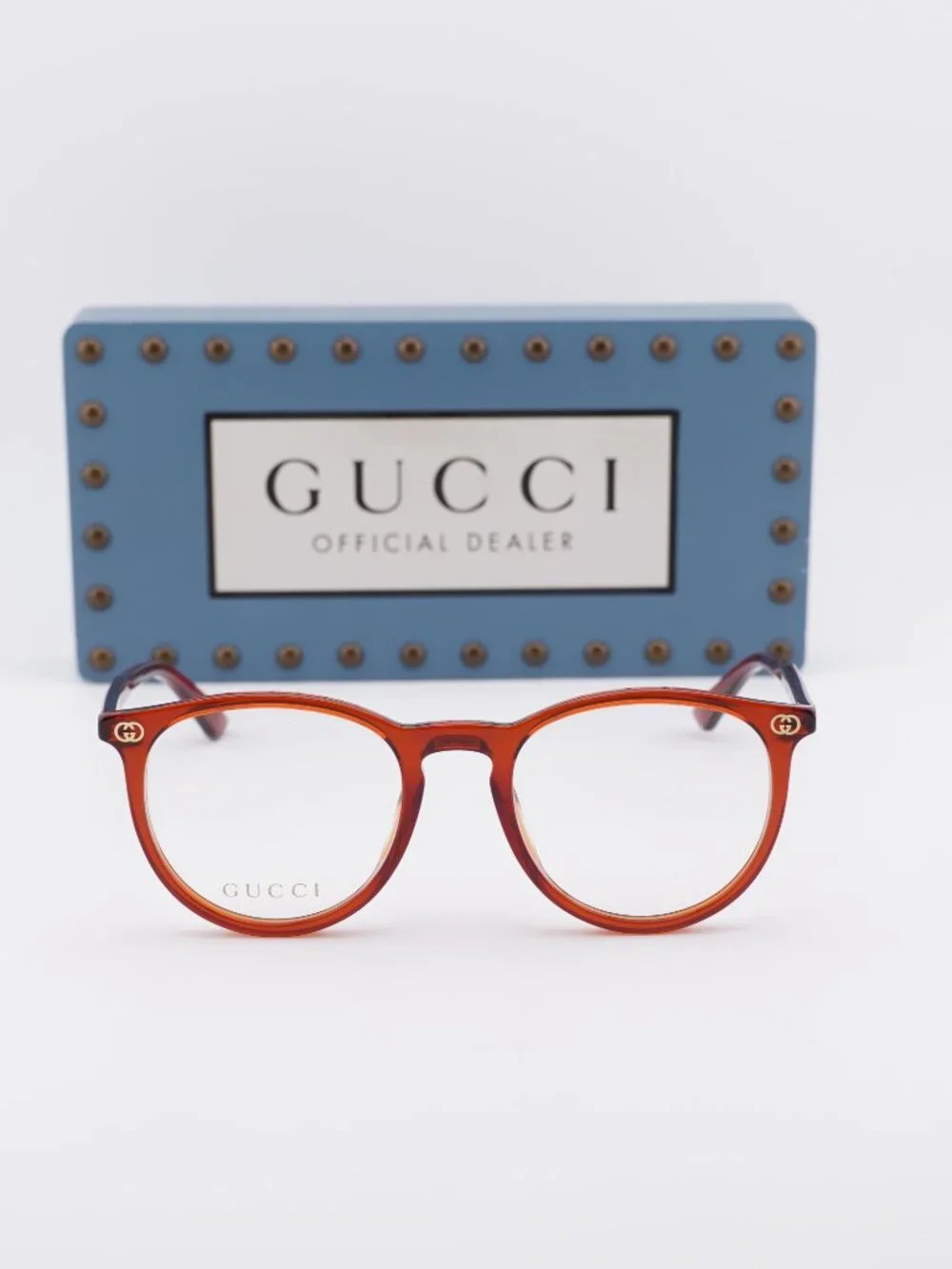 Gucci GG0027O 013 Women Round Eyeglasses - Shiny Bordeaux 50mm